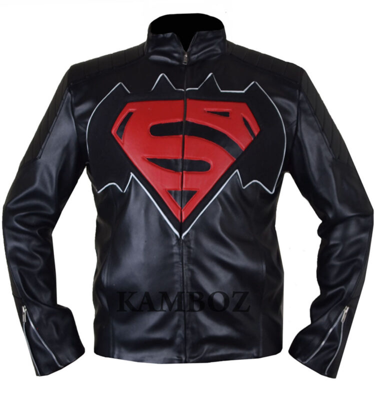 Men’s Superman Vs Batman Leather Jacket In Black Color