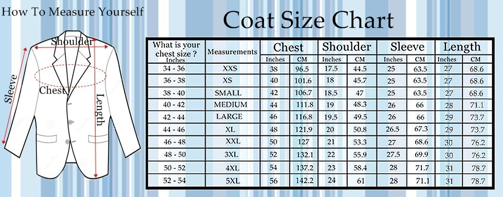 Jacket Size Chart Cm