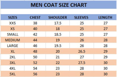 Men Jacket Size Chart | Kamboz.com | Men & Women Leather Jackets