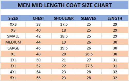Men Jacket Size Chart | Kamboz.com | Men & Women Leather Jackets
