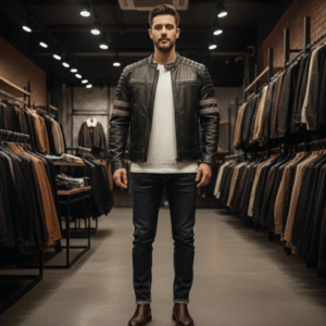 Vintage Distressed Leather Jacket V2V1 Black